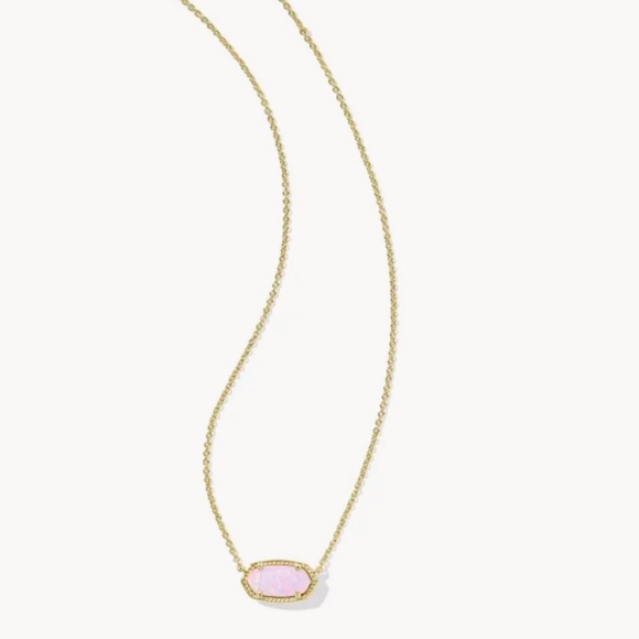 Kendra Scott Elisa Gold Short Pendant Necklace in Blush Pink Kyocera Opal - Picture 2 of 2